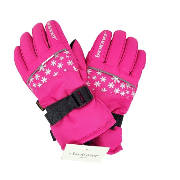 isotoner Kids Girls Waterproof Winter Mittens Fleece Lined Pink Size  L - XL New - Picture 1 of 6